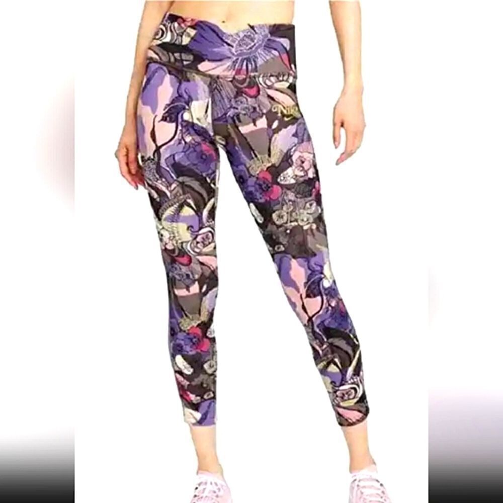 NIKE Dry Fit Leggings Floral Reflective Running Sz XS NWT